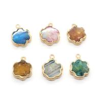 Natural Agate Druzy Pendant Ice Quartz Agate with Brass Flower gold color plated DIY Sold By PC