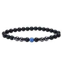 Gemstone Bracelets, Abrazine Stone, with Gemstone & Non Magnetic Hematite, Round, elastic & different materials for choice & Unisex, more colors for choice, Length:7.09 Inch, Sold By PC