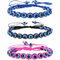 Evil Eye Jewelry Bracelet, Polyester Cord, with Lampwork, handmade, Unisex & adjustable, more colors for choice, Length:7.09 Inch, Sold By PC