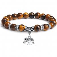 Gemstone Bracelets with Brass Elephant silver color plated & Unisex Length 6.7 Inch Sold By PC