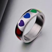 Emajl nehrđajućeg Čelik Ring Finger, 304 nehrđajućeg čelika, modni nakit & bez spolne razlike & različite veličine za izbor, izvorna boja, 6x2mm, Prodano By PC