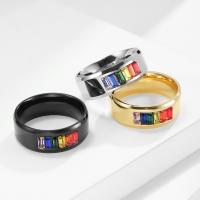 Rhinestone-Edelstahl -Finger-Ring, 304 Edelstahl, Modeschmuck & unisex & verschiedene Größen vorhanden & mit Strass, keine, 8x2mm, verkauft von PC
