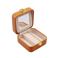 Boîte à bijoux multifonctions, cuir PU, avec Flocage de tissu, cadre, Placage de couleur d'or, Double couche & Anti-poussière, plus de couleurs à choisir, 105x105x50mm, Vendu par PC