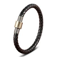 PU Leather Cord Bracelets with 304 Stainless Steel plated fashion jewelry Sold By PC