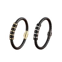 PU Leather Cord Bracelets with 304 Stainless Steel plated fashion jewelry Sold By PC