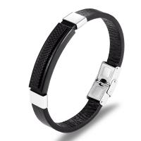PU Leather Cord Bracelets, with 304 Stainless Steel, plated, fashion jewelry & different length for choice, more colors for choice, Sold By PC