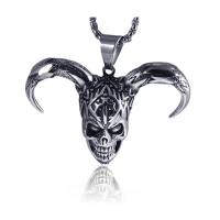 Titanium Steel Necklace, Skull, antique silver color plated, fashion jewelry & different styles for choice, more colors for choice, 44x57mm, Sold By PC
