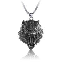 Titanium Steel Necklace, Wolf, antique silver color plated, fashion jewelry & different styles for choice, more colors for choice, 39x57mm, Sold By PC