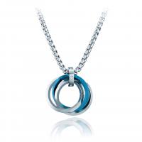 Титановые стали ожерелье, титан, Кольцевая форма, Другое покрытие, ювелирные изделия моды, голубой, 25x26mm, длина:60 см, продается PC