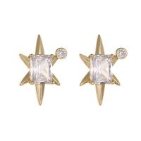 Cubic Zirconia Micro Pave Brass Earring, gold color plated, different styles for choice & micro pave cubic zirconia & for woman, Hole:Approx 3.8mm, Sold By Pair