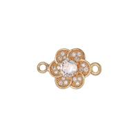 Cubic Zirconia Micro Pave Brass Connector gold color plated & micro pave cubic zirconia Approx 3.8mm Sold By PC