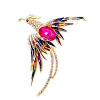 Rhinestone Brooch, Tibetan Style, Phoenix, plated, for woman & enamel & with rhinestone, more colors for choice, nickel, lead & cadmium free, 50x65mm, Sold By PC
