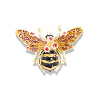 Enamel Brooch, Tibetan Style, Bee, gold color plated, Hand-Painted Enamel Glaze & for woman & with rhinestone, more colors for choice, nickel, lead & cadmium free, 58x42mm, Sold By PC