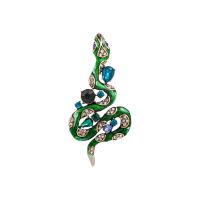 Enamel Brooch, Tibetan Style, Snake, gold color plated, Unisex & with rhinestone, more colors for choice, nickel, lead & cadmium free, 39x80mm, Sold By PC