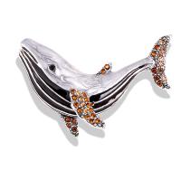 Enamel Brooch, Tibetan Style, Whale, plated, Unisex & with rhinestone, more colors for choice, nickel, lead & cadmium free, 55x25mm, Sold By PC