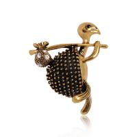 Rhinestone Brooch, Tibetan Style, Rabbit on Turtle, gold color plated, Unisex & with rhinestone, nickel, lead & cadmium free, 30x35mm, Sold By PC
