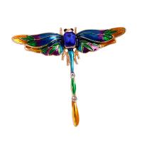 Enamel Brooch Zinc Alloy Dragonfly gold color plated Unisex & with rhinestone nickel lead & cadmium free Sold By PC
