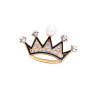 Rhinestone Brooch Zinc Alloy with Plastic Pearl Crown plated for woman & with rhinestone nickel lead & cadmium free Sold By PC