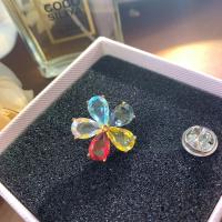Crystal Brooch Brass with Crystal Flower plated fashion jewelry & for woman 50mm Sold By Lot