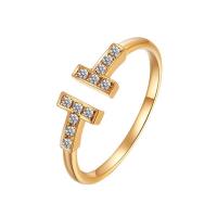 Brass Cuff Finger Ring plated Adjustable & for woman & with rhinestone 19mm Sold By PC