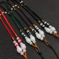 Polyester Cord Necklace Cord, with Glass Beads, DIY, more colors for choice, 3*2mm,7-8mm, Length:Approx 43-62 cm, Sold By PC