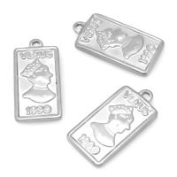 Stainless Steel Pendants, 304 Stainless Steel, Rectangle, DIY, original color, 2.40x12x24mm, Sold By PC