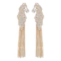 Fashion Fringe Earrings Zinc Alloy Zebra high quality plated fashion jewelry & for woman & with rhinestone golden Sold By Pair