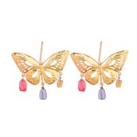 Zinc Alloy Drop Earrings with Acrylic Butterfly high quality plated fashion jewelry & for woman golden Sold By Pair