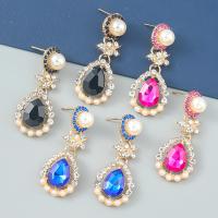 Zinc Alloy Drop Earrings with ABS Plastic Pearl high quality plated fashion jewelry & for woman & with glass rhinestone & with rhinestone Sold By Pair