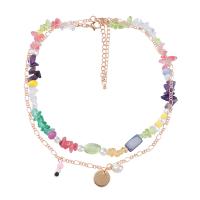 Plastic Pearl Necklace, Tibetan Style, with ABS Plastic Pearl & Stone, with 3.03inch extender chain, 2 pieces & fashion jewelry & for woman, multi-colored, Length:16.02 Inch, Sold By Set