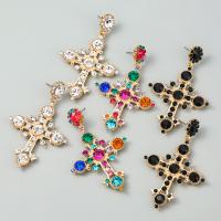 Tibetan Style Drop Earrings, Cross, high quality plated, fashion jewelry & for woman & with rhinestone, more colors for choice, 76x48mm, Sold By Pair