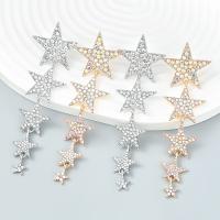Zinc Alloy Drop Earrings Star high quality plated fashion jewelry & for woman & with rhinestone Sold By Pair