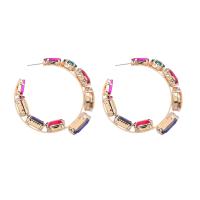 Zinc Alloy Stud Earring high quality plated fashion jewelry & for woman & with glass rhinestone multi-colored Sold By Pair