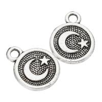 Zinc Alloy Pendants Flat Round antique silver color plated Unisex silver color nickel lead & cadmium free Approx 1.5mm Sold By KG