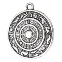 Zinc Alloy Pendants Flat Round antique silver color plated Unisex silver color nickel lead & cadmium free Approx 3mm Sold By KG