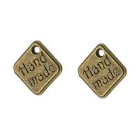 Tibetan Style Tag Charm, Rhombus, antique bronze color plated, Unisex, nickel, lead & cadmium free, 10.50x10.50x1.50mm, Hole:Approx 1mm, Sold By KG