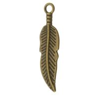 Tibetan Style Feather Pendants, antique bronze color plated, Unisex, nickel, lead & cadmium free, 7x29x1.50mm, Hole:Approx 2mm, Sold By KG
