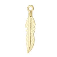 Zinc Alloy Feather Pendants gold color plated Unisex nickel lead & cadmium free Approx 1.5mm Sold By KG
