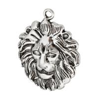 Tibetan Style Animal Pendants, Lion, antique silver color plated, Unisex, silver color, nickel, lead & cadmium free, 28x35x6mm, Hole:Approx 2.5mm, Sold By KG
