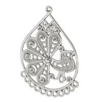 Tibetan Style Connector Setting, Teardrop, antique silver color plated, 1/11 loop & DIY & hollow, silver color, nickel, lead & cadmium free, 39x54x3mm, Hole:Approx 2mm, Sold By KG