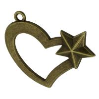 Tibetan Style Heart Pendants, antique bronze color plated, Unisex & hollow, nickel, lead & cadmium free, 45x38x4mm, Hole:Approx 2.5mm, Sold By KG