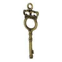 Zinklegierung Schlüssel Anhänger, antike Bronzefarbe plattiert, unisex & hohl, frei von Nickel, Blei & Kadmium, 12x42x3mm, Bohrung:ca. 2mm, verkauft von kg