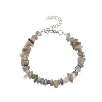 Gemstone Bracelets, Natural Gravel, with Tibetan Style, silver color plated, different materials for choice, more colors for choice, 5-8mmm, Length:7.87 Inch, Sold By PC