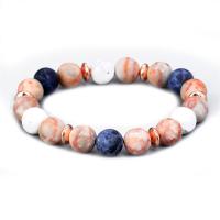 Gemstone Bracelet with Non Magnetic Hematite Round rose gold color plated elastic & Unisex mixed colors Length 18-20 cm Sold By PC