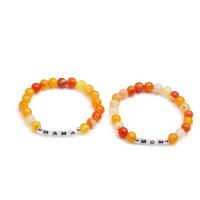 Lace Agate Bracelet, with 304 Stainless Steel & Acrylic, Round, elastic & different styles for choice & enamel, mixed colors, 8mm, Length:18-20 cm, Sold By PC