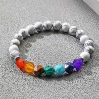 Gemstone Bracelet, Round, elastic & different materials for choice & Unisex & faceted, Length:18-20 cm, Sold By PC