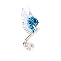 Enamel Brooch Zinc Alloy gold color plated with rhinestone blue nickel lead & cadmium free Sold By PC