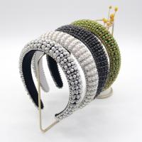 Hair Bands, Velveteen, with Plastic Pearl, fashion jewelry & for woman & with rhinestone, more colors for choice, 30mm, Sold By PC