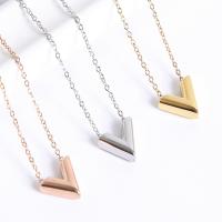 Titanium Steel Necklace, with 1.97inch extender chain, Letter V, Vacuum Ion Plating, fashion jewelry & for woman, more colors for choice, Length:Approx 15.75 , Sold By PC