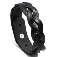 PU Leather Cord Bracelets with Zinc Alloy silver color plated fashion jewelry & Unisex 19mm Length 22.5 cm Sold By PC